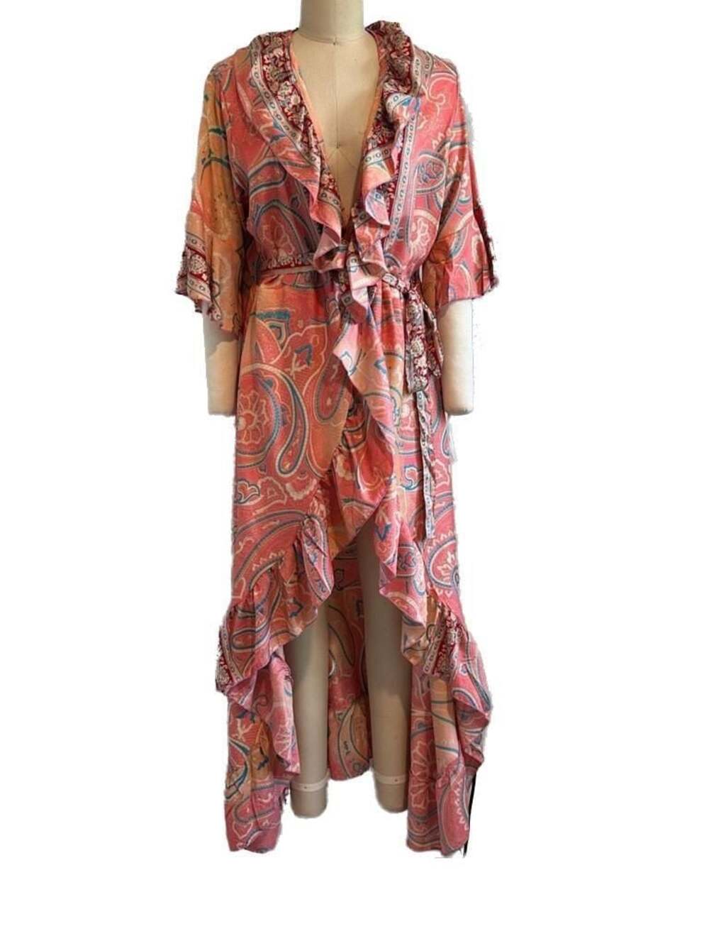 Spell & The Gypsy Collective Paisley Ruffle Wrap Maxi Dress. TAG MISSING! - Picture 3 of 9